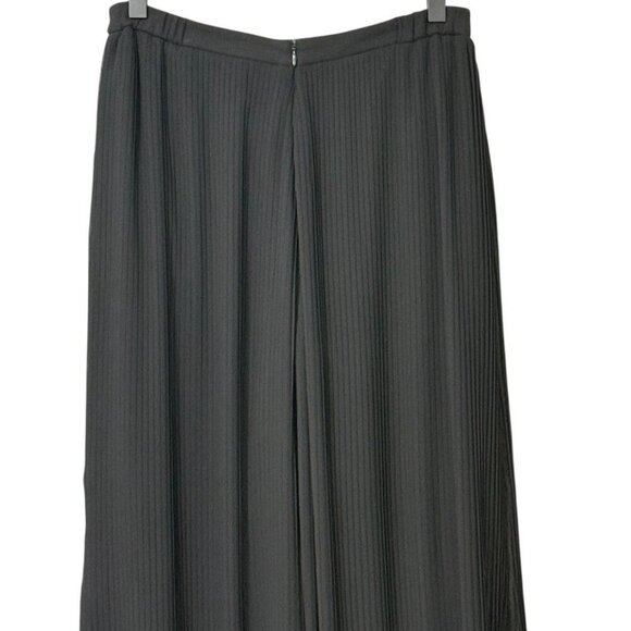 Samuel Dong Pleated Wide Leg Palazzo Pants Black Sheer Lined Evening Fun Size S - Picture 7 of 13